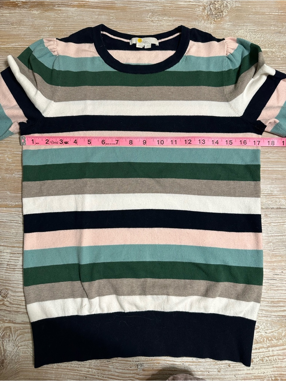 BODEN COTTON STRIPED KNITTED LEAF MULTI SWEATER TOP SZ S - Picture 10 of 11